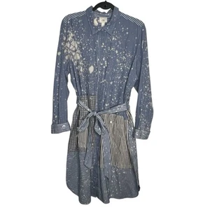 LOGO by Lori Goldstein Women's Woven Patchwork Duster Blue Size XL Blue - Picture 1 of 10