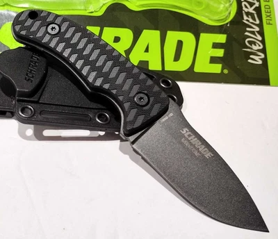 Schrade Black G-10 Teflon Wolverine Mini Fixed Blade 6.25" Full Tang Knife - Image 1 of 4