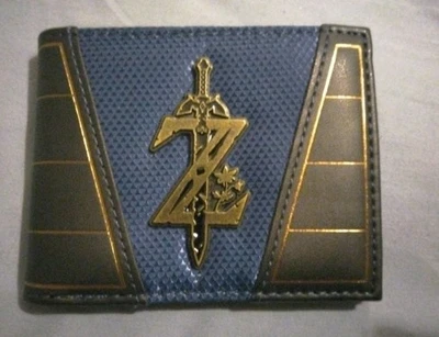 Cartera plegable para hombre The Legend Of Zelda azul y negra con logotipo Z de metal   Foto 1 de 3