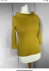 Laura Ashley Mustard Boat Neck Stretchy Zip Back Top Uk8 NWOT Z* - Picture 1 of 12