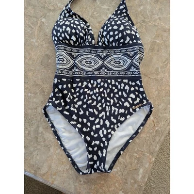 Michael Kors Blue & White Swimsuit – Size 6 NWOT - Image 1 of 4