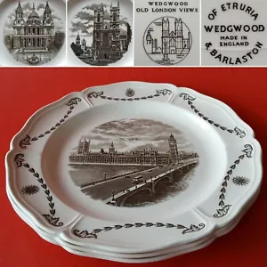 3 Wedgwood OLD LONDON VIEWS Queens 10" Dinner Plates Parliament+Paul+Westminster - Picture 1 of 12