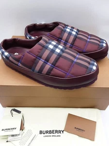 Burberry Northaven check men's quilted slippers Deep maroon EU 44 US 11 $780 - Picture 1 of 11