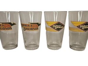 Vintage Harley Davidson 16oz Pint Glass Collectibles Motorcycle Drinkware Lot 4 - Picture 1 of 4