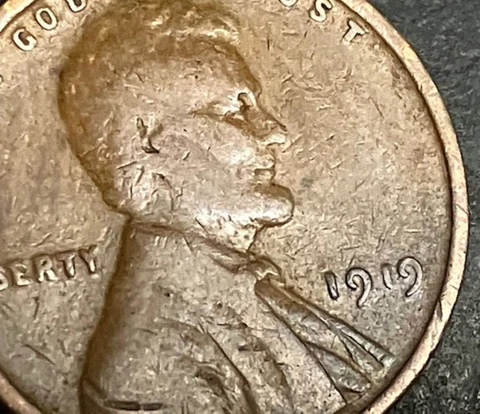 US Coins 1919 P Penny old man of the house - part of "9" used on all US coins Cover