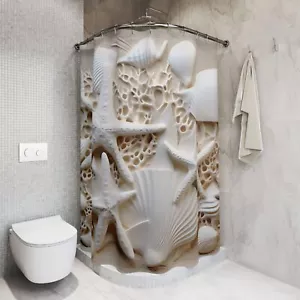 Coastal Elegance Shower Curtain, Beach Decor, Nautical Bathroom Accessory, Gift - Picture 1 of 6