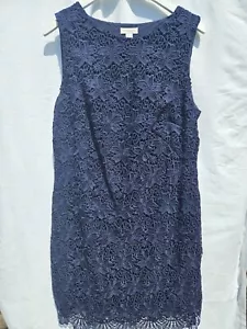 Monsoon Occasion Dress Navy Blue/ Navy Lace Lined Size 18 - Picture 1 of 8