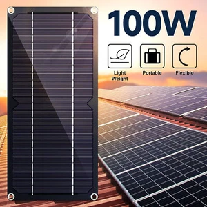 w/ Trickle Flexible Panel RV Charger Car Charger Solar Battery Maintainer 100W - Picture 1 of 11