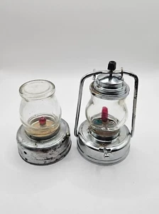 Vintage Japanese Tin Ice Skating Lamp Battery Powered 3 Light Both Incomplete - Picture 1 of 8