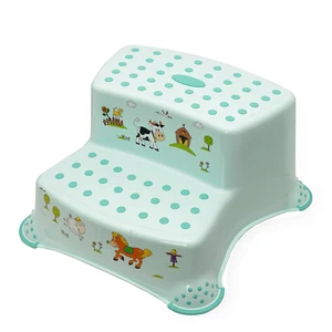 Premium zweistufiger Tritthocker Funny Farm aquamarin stabiler Hocker - Bild 1 von 7