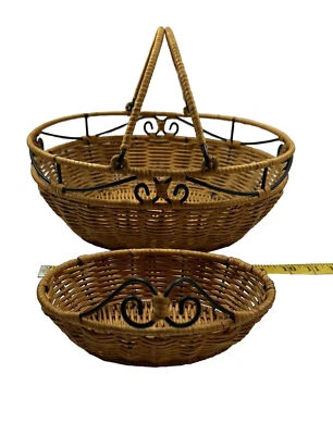 Cesta ovalada de ratán/metal Princess House 2 piezas. (2135) Foto 1 de 4