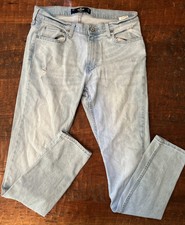 Men's Hollister Light Blue Wash Skinny Distressed Jeans Size 32x34 Pants