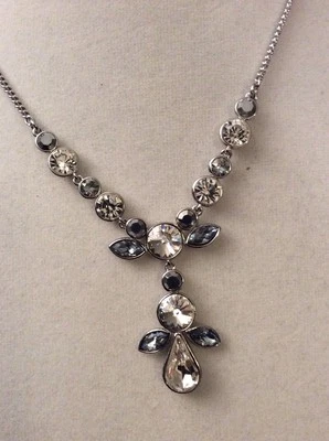 $78 Givenchy Silver Tone Multi Crystal Y Necklace  404 GN - Image 1 of 4