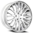 22" Staggered Azad Wheels AZ33 Brushed Silver with Chrome SS Rims