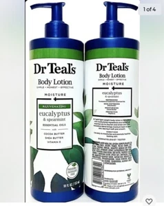 2 Count Dr Teal's 18 Oz Moisture Rejuvenating Eucalyptus & Spearmint Body Lotion - Picture 1 of 3