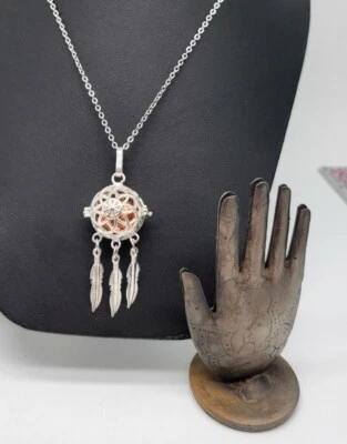 Eudora Silvertone Dream Catcher Open Locket  Necklace W/Gold Stone 22 Inch  - Image 1 of 4