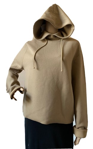 Bottega Veneta Felpa Donna con Cappuccio Maglione Lana Beige XL 647529 Italia Nuova con etichette $1750