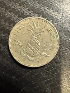 1998 Bahamas 5 Cents KM#75 - Tropical Pineapple Coin - Bahamian Nickel Steel - Picture 1 of 2