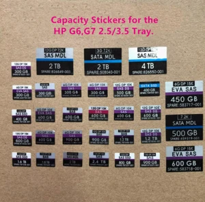 10pcs Capacity sticker for 500223-001 378343-001 2.5"3.5"G6/G7 hdd tray - Picture 1 of 42