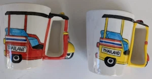 Tea/Coffee Mug/Cup Mug Pack of 2 Stoneware Novelty Fun TravelTaxi Cab Thailand - Picture 1 of 12