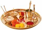 New Brass Pooja Puja Aarti Thali Plate Worship Ritual, 10"
