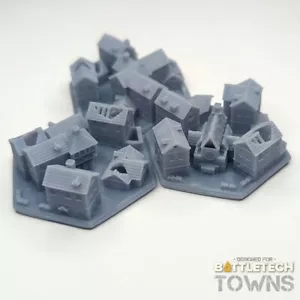Bombed & Damaged Towns BattleTech 1.25" Hex Set of 3 | TTRPG Scenery, Terrain - Picture 1 of 12