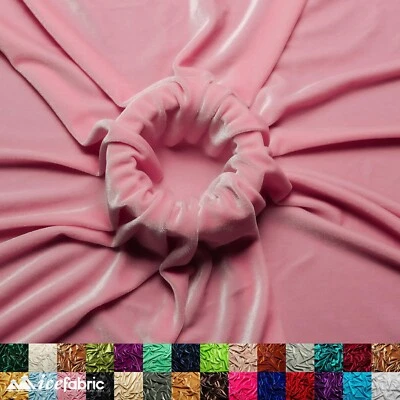 Baby Pink Stretch Velvet Fabric By The Yard - Image 1 of 4