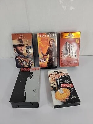 Set 5 VHS 2 Tapes THE GOOD THE BAD THE UGLY Braveheart , Al Pacino  - Image 1 of 4
