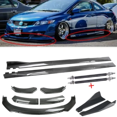 Carbon Fiber Front Bumper Lip Rear Splitter Spoiler Body Kits For Honda Civic SI - Imagem 1 de 4
