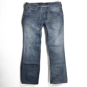 Pantalones de mezclilla Marc Anthony para hombre 34x30 calce ajustado azul desgastado bigote pierna recta - Imagen 1 de 13