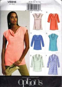 BLOUSE TUNIC Top Pattern Cowl Collar WOMAN'S Sz 6 to 14 Elegant BUSINESS Casual - Bild 1 von 2