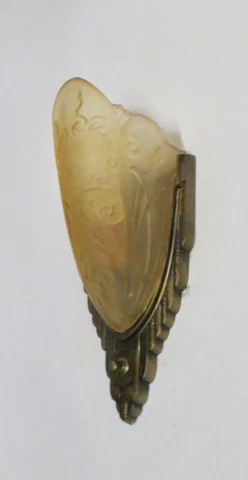 VINTAGE ART DECO METAL SLIP SHADE  SINGLE  WALL SCONCE FIXTURE Cover