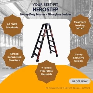 DR LADDER - HEROSTEP 10-STEP FIBERGLASS DOUBLE SIDED A-FRAME LADDER (AS/NZS) - Picture 1 of 3