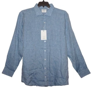Murano Baird McNutt Linen Long Sleeve Shirt TALL Man 3XT Blue Solid NWT - Picture 1 of 5