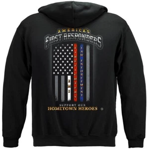 AMERICA'S FIRST RESPONDERS SUPPORT nuestro HÉROE de la ciudad natal, bandera de honor, sudadera con capucha - Imagen 1 de 2