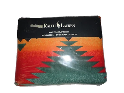 VINTAGE RALPH LAUREN CANYON BRIGHT BRITE PURPLE ORANGE (1) FULL FLAT SHEET 81X96 - Image 1 of 4