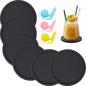 Silicone Coasters, Coasters for Drinks 6 Set Non-Slip Cup Coasters, Heat Resi... - Picture 1 of 13