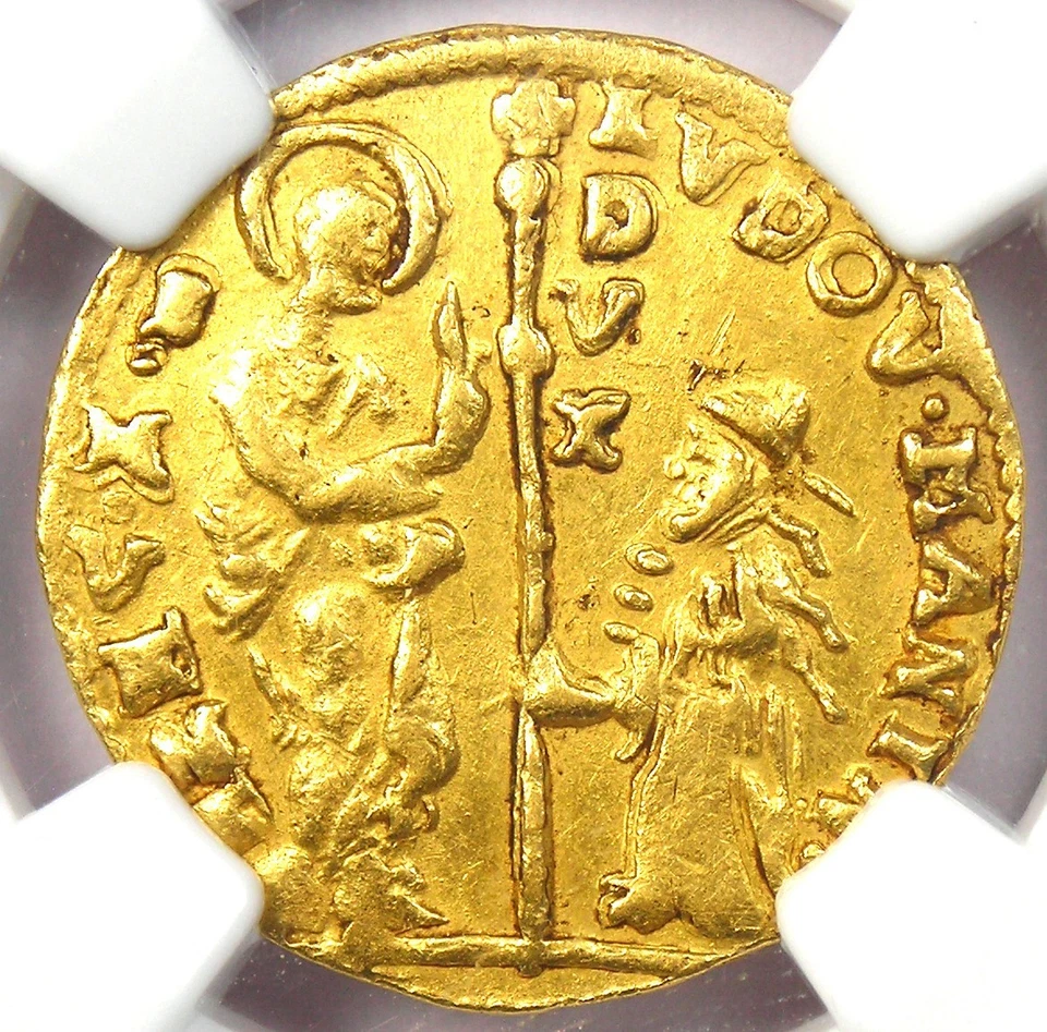 1789-97 Italy Venice Gold Zecchino 1Z Christ Ducat Coin. Certified NGC AU Detail - Image 1 of 4