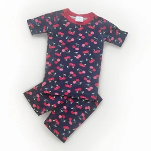 Hanna Andersson Sz 8 (130cm) Pajamas Set Shorts Top Organic Cotton Cherries Blue - Picture 1 of 8