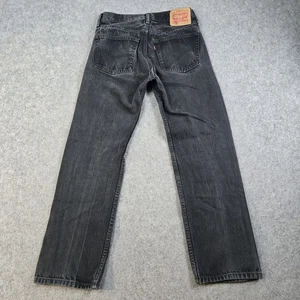Levis 505 Jeans Mens 31x30 Black Denim Regular Fit Straight Leg Dark Wash - Picture 1 of 16