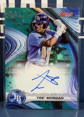 Tre’ Morgan 2024 Bowman’s Best Best Of Teal Refractor Auto /15 Tampa Bay Rays - Image 1 of 4
