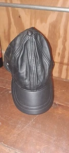 Stylische schwarze Ledermütze Einheitsgröße - Bild 1 von 3