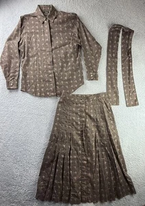 Vintage Willis & Geiger Skirt Shirt Set Womens 8 Duck Print Pleated USA 90s - Picture 1 of 21
