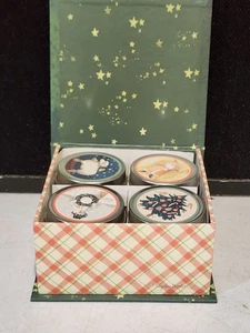 UNUSED Hallmark Natures Sketchbook Marjolein Bastin Retro Christmas 4 Candle Set - Picture 1 of 9
