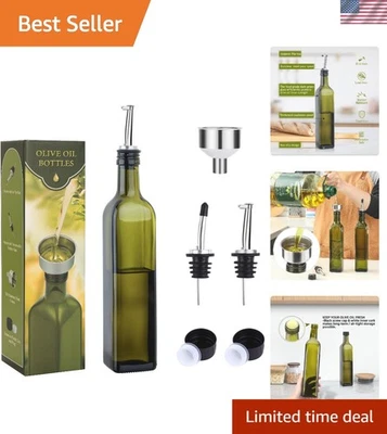 Glass Olive Oil Dispenser Bottle Cruet with Pourers Funnel 17oz Kitchen - Image 1 of 4