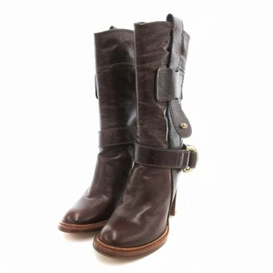 Chloe Leather Long Boots Sharing Brown /Js Ibo66 Women - Picture 1 of 9