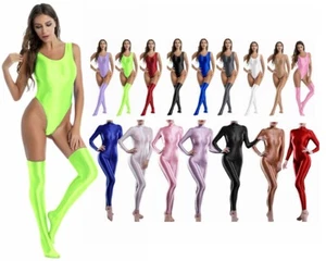 Women's Glossy Bodysuit Sexy Lingerie High Cut Jumpsuit Catsuit Jumpsuit Smooth - Picture 1 of 158