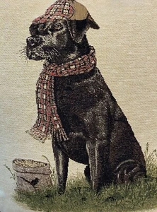 ¡NUEVO! Hines of Oxford SIR LANCELOT BLACK LAB Tapiz Almohada Pluma Cachorro Perro - Imagen 1 de 11