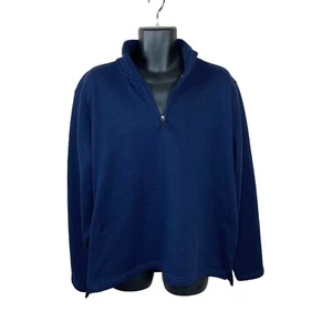 XL Wrangler Authentic Dark Blue Fleece Pullover Jacket Long Sleeve Mens - Picture 1 of 8