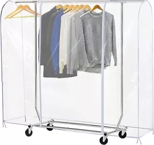 Clear Garment Rack Cover Dustproof Clothes Rack Cover with 2 Durable - Picture 1 of 10